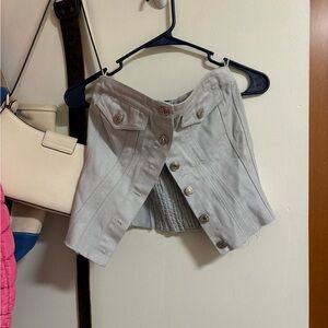 Zara Light Gray Denim Top
